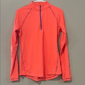 Neon salmon 3/4 zip up spandex top